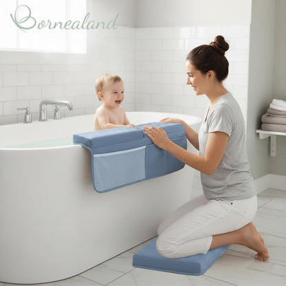 2inch Extra Thick Baby Bath Kneeler and Elbow Rest Pad Set + Hooded Towel