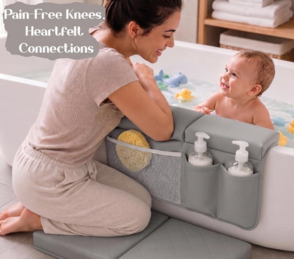 2inch Extra Thick Baby Bath Kneeler and Elbow Rest Pad Set + Hooded Towel
