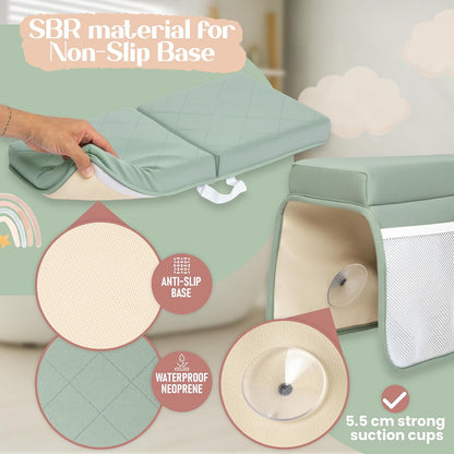 2inch Extra Thick Baby Bath Kneeler and Elbow Rest Pad Set + Hooded Towel