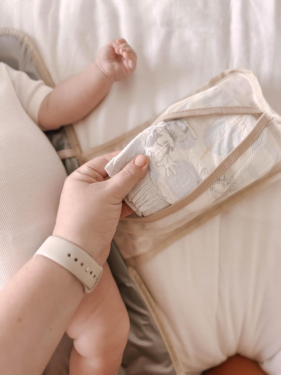 Love By Emi Portable Diaper Changing Pad, A Waterproof Travel Station and Foldable Clutch with Storage Pockets, an On-The-Go Baby Essential for Newborns and Toddlers with Cute Animals Pattern (Brown)