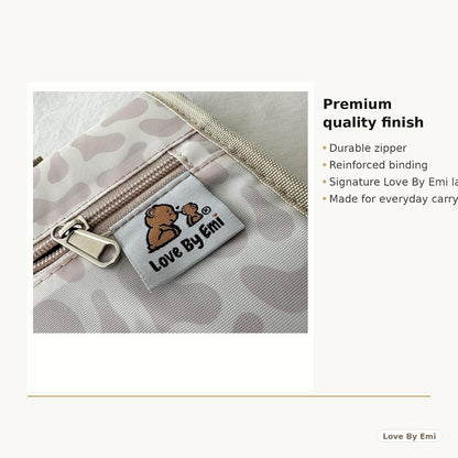 Love By Emi Portable Diaper Changing Pad, A Waterproof Travel Station and Foldable Clutch with Storage Pockets, an On-The-Go Baby Essential for Newborns and Toddlers with Cute Animals Pattern (Brown)
