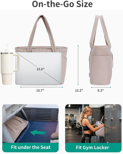 Work Tote for Women, 40oz Large Bottle Pocket, 15.6" Padded Device Compartment, Commute, Daily Use