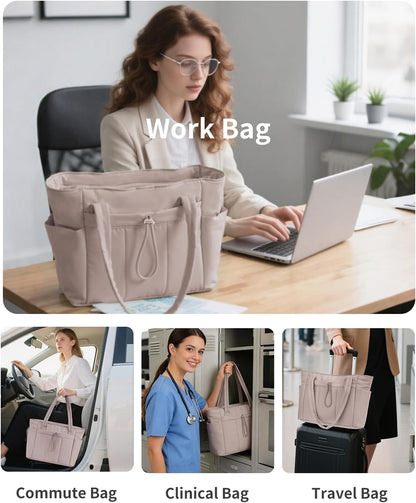 Work Tote for Women, 40oz Large Bottle Pocket, 15.6" Padded Device Compartment, Commute, Daily Use