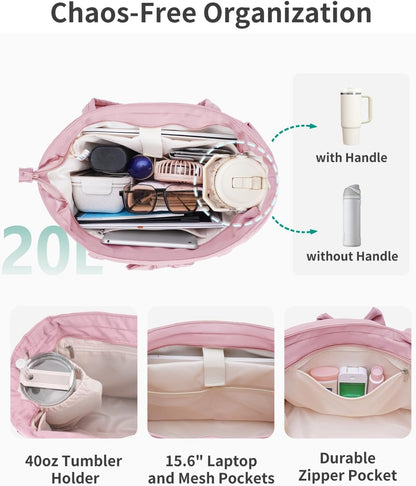 Work Tote for Women, 40oz Large Bottle Pocket, 15.6" Padded Device Compartment, Commute, Daily Use