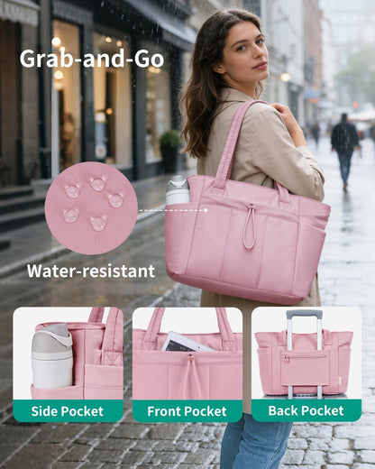 Work Tote for Women, 40oz Large Bottle Pocket, 15.6" Padded Device Compartment, Commute, Daily Use