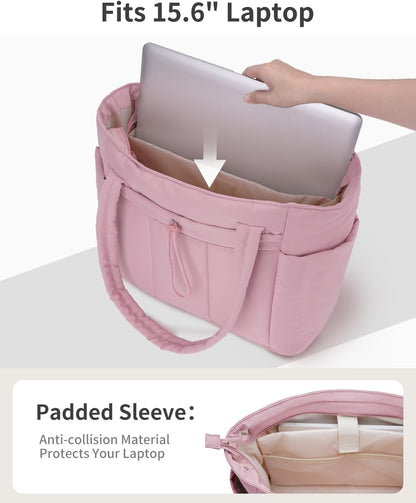 Work Tote for Women, 40oz Large Bottle Pocket, 15.6" Padded Device Compartment, Commute, Daily Use