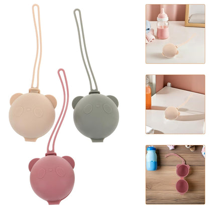 3pcs Holder Case Set, Portable Silicone Storage Box with Lanyard, Universal Pacifier Cover Bag for Home and Travel Use