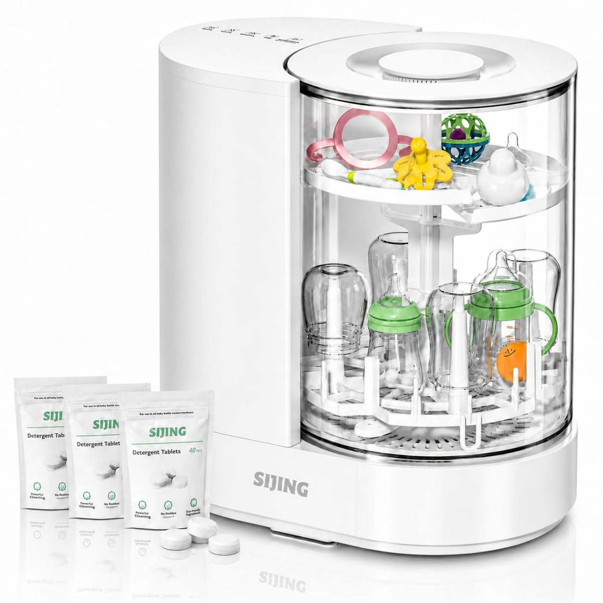Baby Bottle Washer, Sterilizer and Dryer with Visible Glass Chamber
