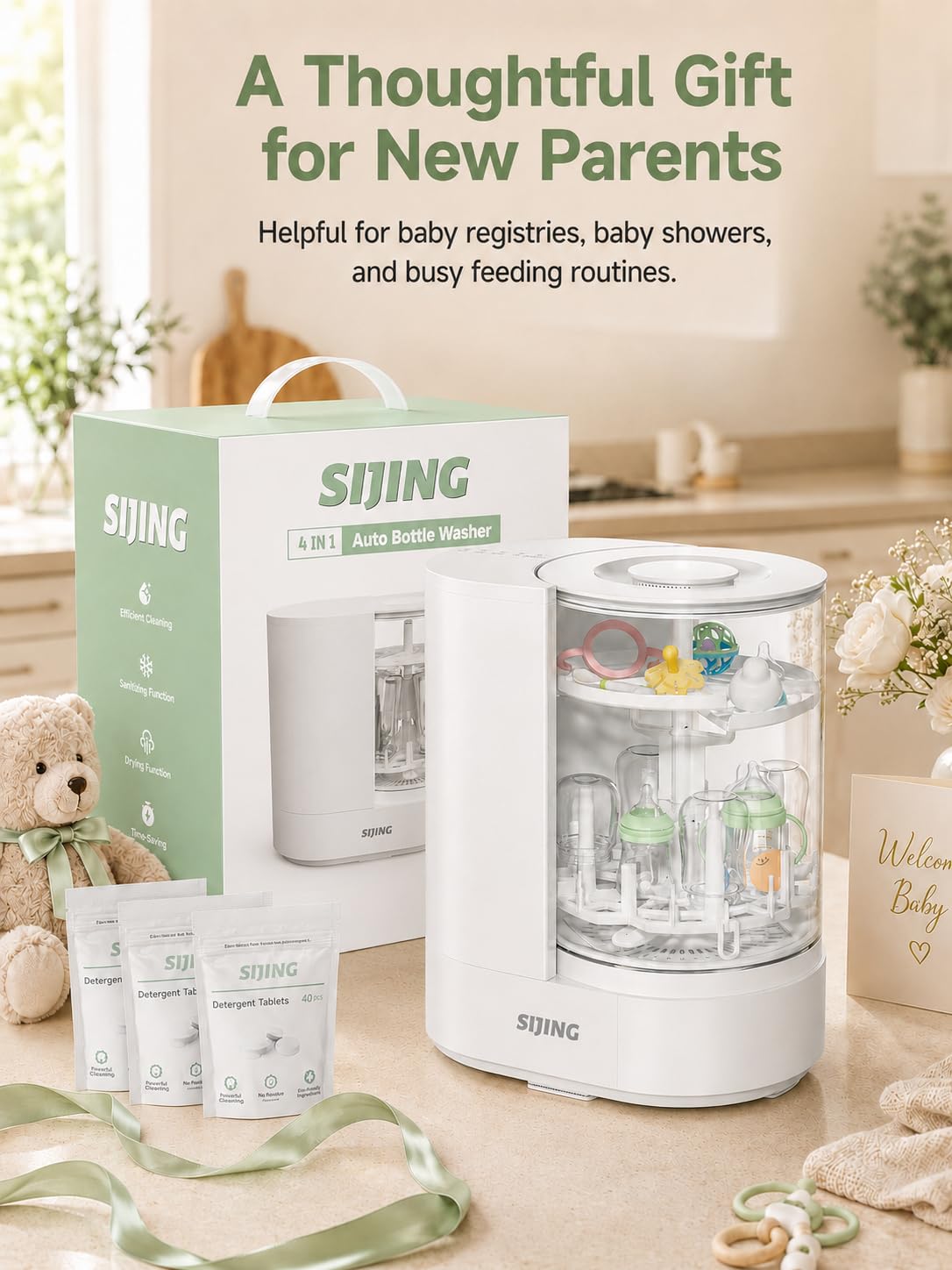 Baby Bottle Washer, Sterilizer and Dryer with Visible Glass Chamber