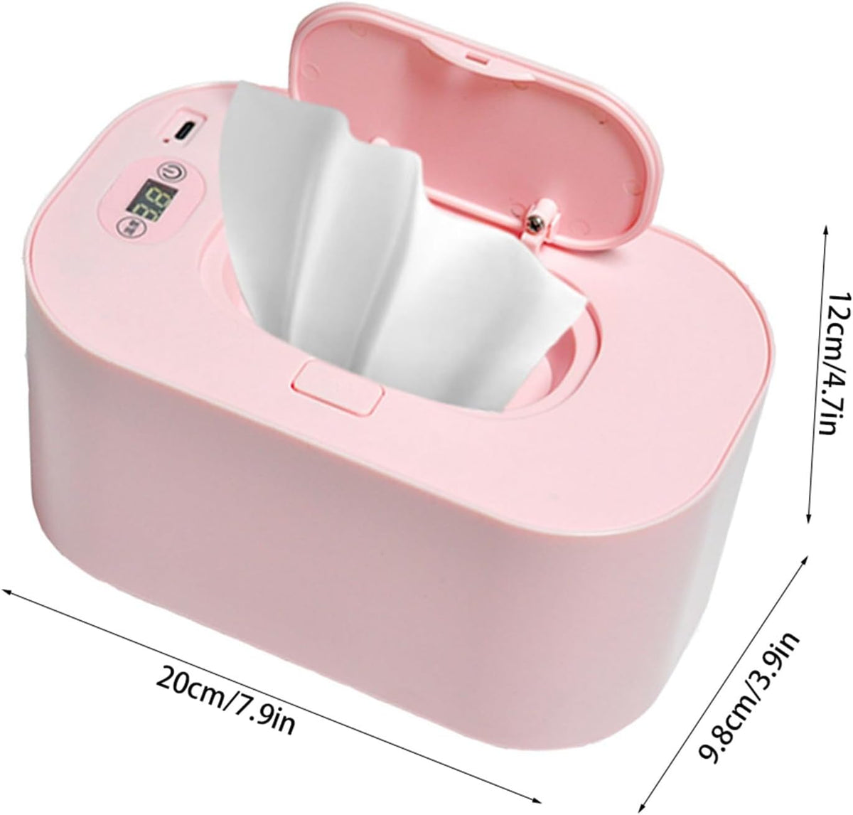 Baby Wipe Warmer Baby Wipe Heater Even Heating Wet Wipes Warmer and Dispenser USB Powered Wipe Warmer for Babies, Holding 80pcs Wipes (Constant Temperature)