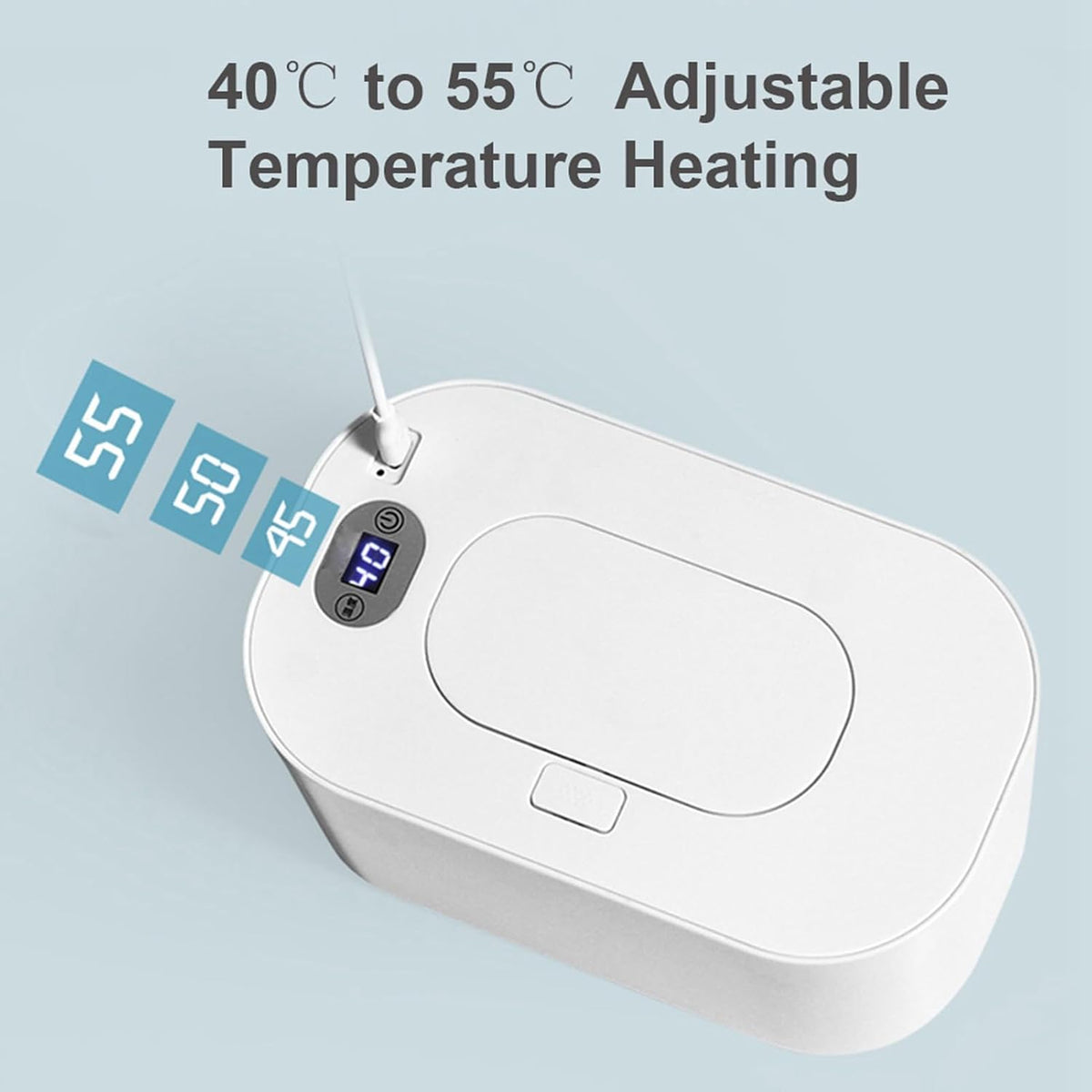 Baby Wipe Warmer Baby Wipe Heater Even Heating Wet Wipes Warmer and Dispenser USB Powered Wipe Warmer for Babies, Holding 80pcs Wipes (Constant Temperature)
