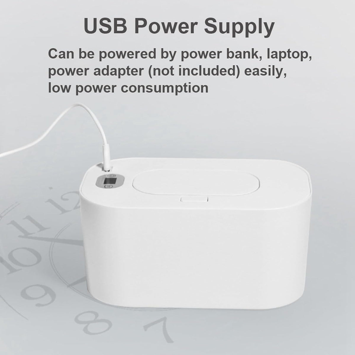 Baby Wipe Warmer Baby Wipe Heater Even Heating Wet Wipes Warmer and Dispenser USB Powered Wipe Warmer for Babies, Holding 80pcs Wipes (Constant Temperature)