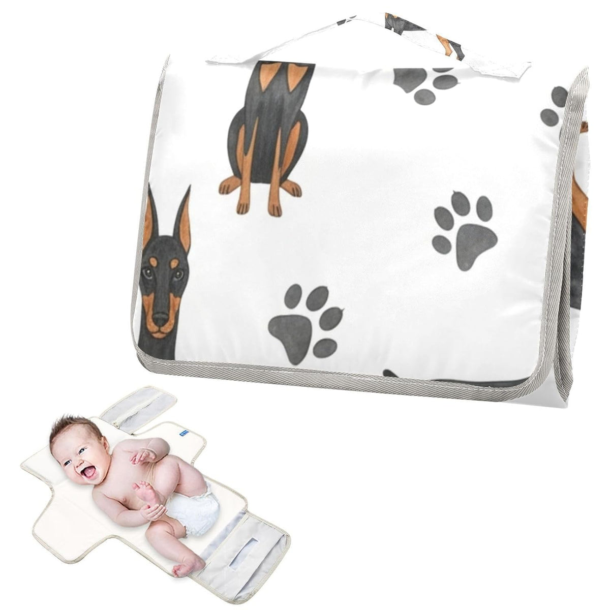 Doberman Paws Print Portable Diaper Changing Pad Nursery