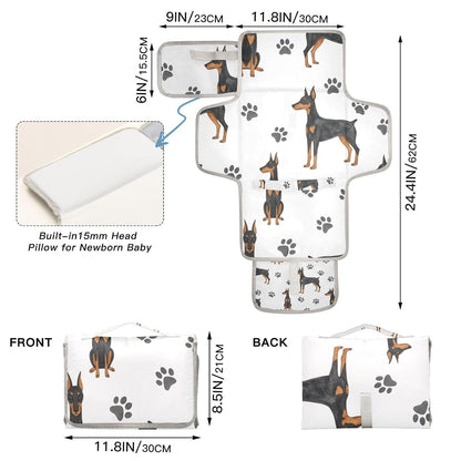 Doberman Paws Print Portable Diaper Changing Pad Nursery
