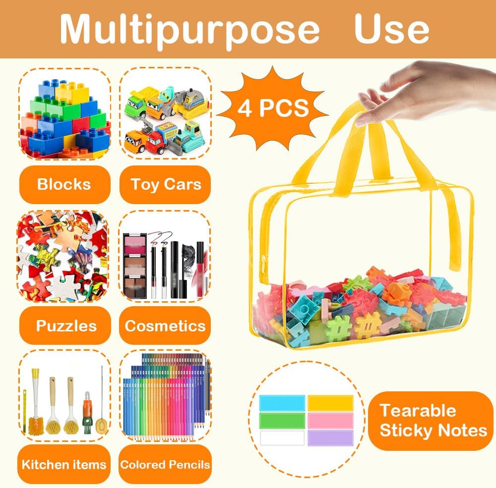 Extra Large Toy Storage Bags with Zipper, Clear Toy Organizer Bag