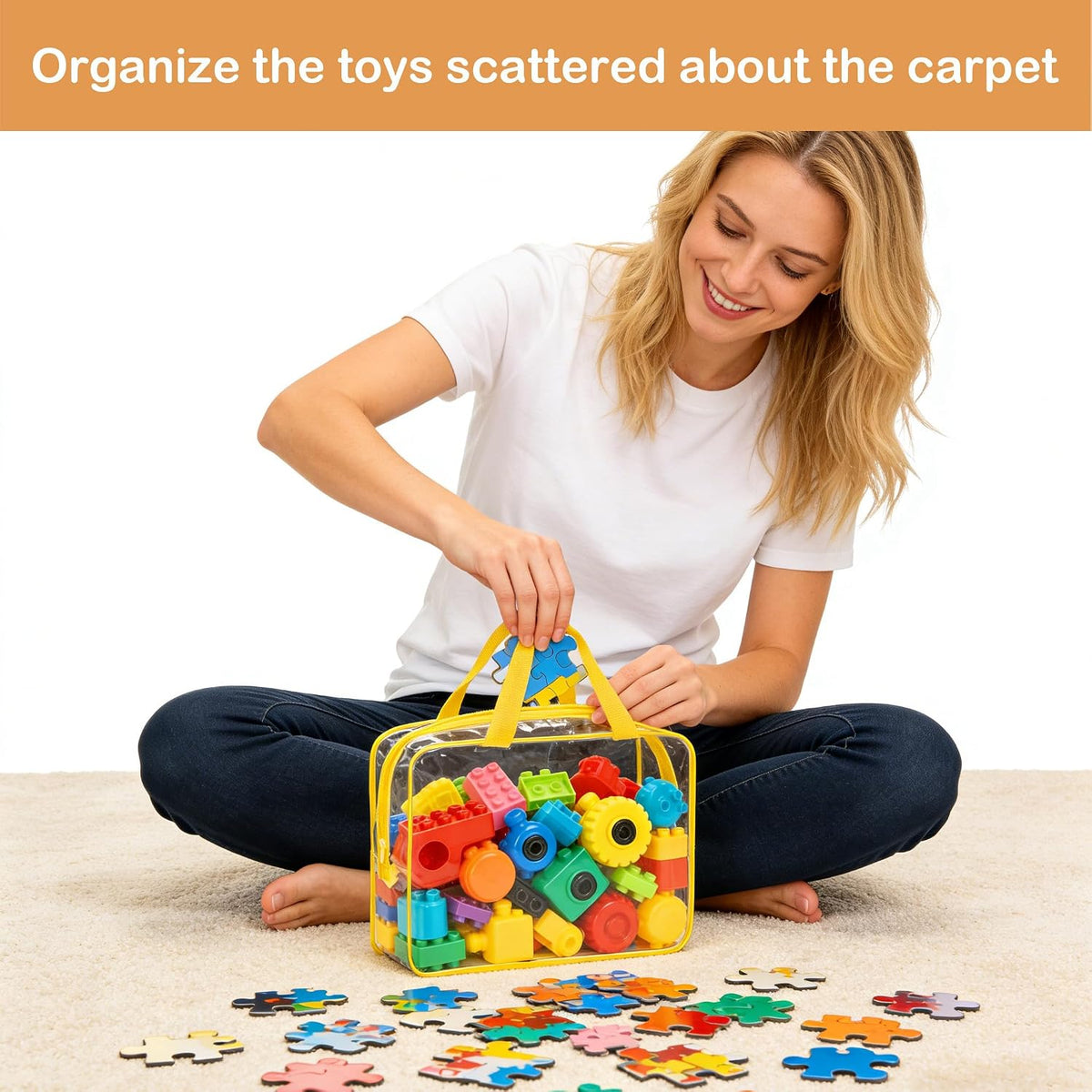 Extra Large Toy Storage Bags with Zipper, Clear Toy Organizer Bag