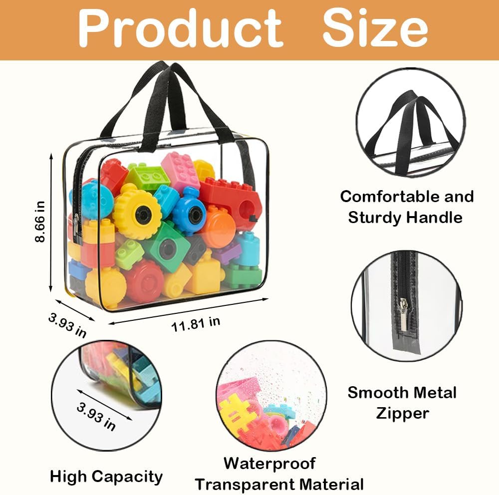 Extra Large Toy Storage Bags with Zipper, Clear Toy Organizer Bag
