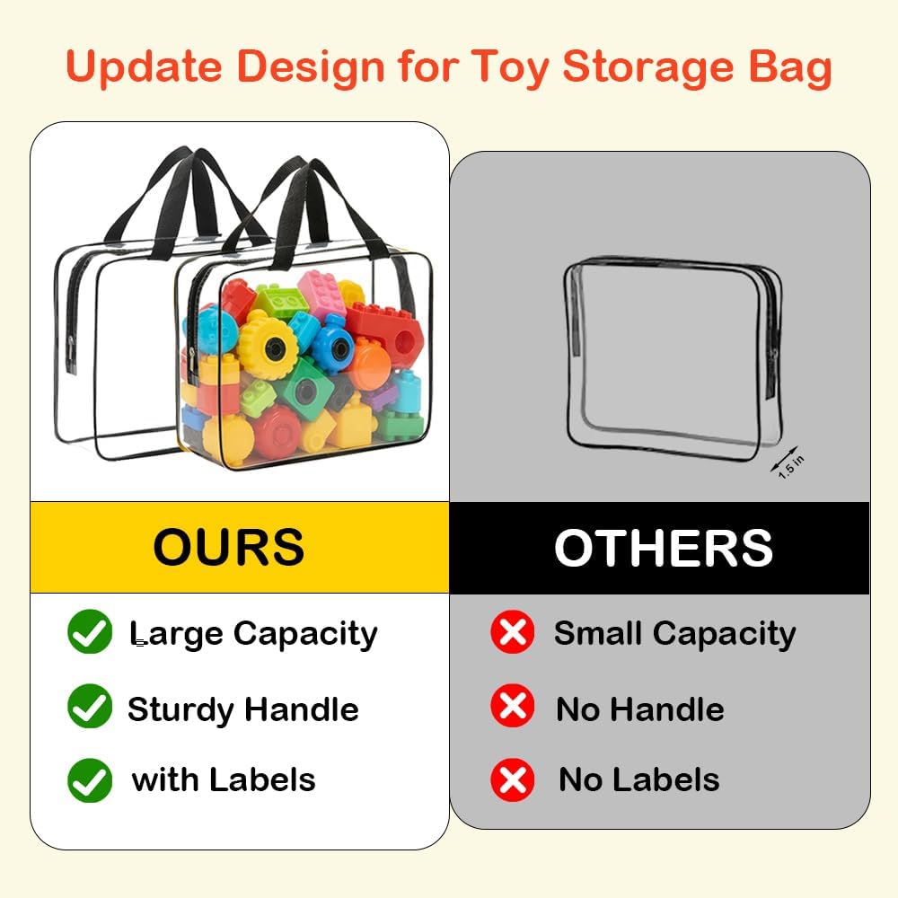 Extra Large Toy Storage Bags with Zipper, Clear Toy Organizer Bag