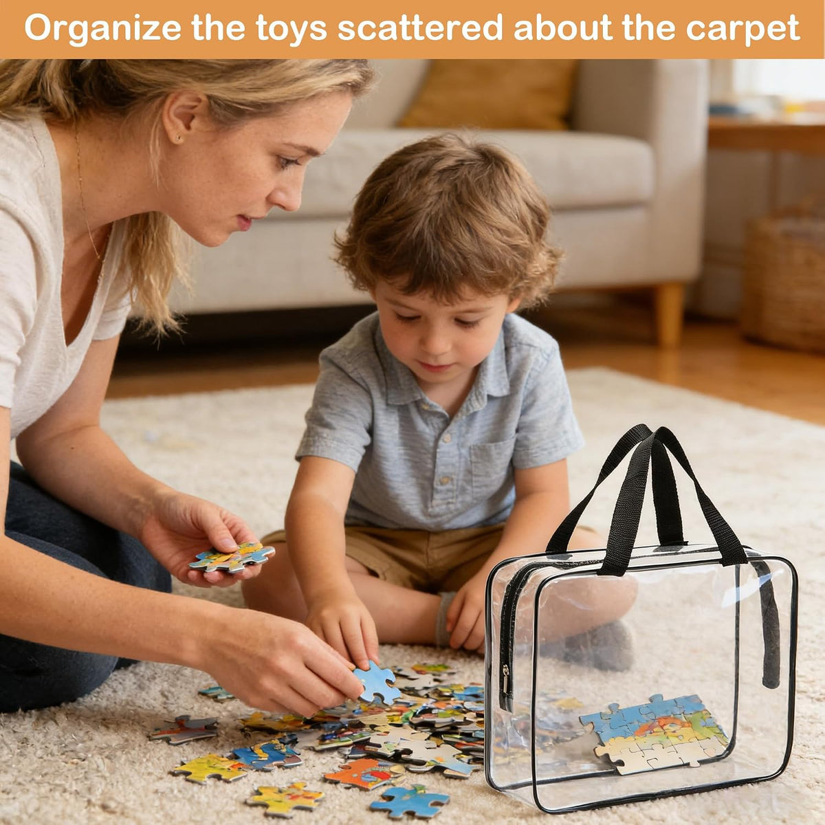 Extra Large Toy Storage Bags with Zipper, Clear Toy Organizer Bag