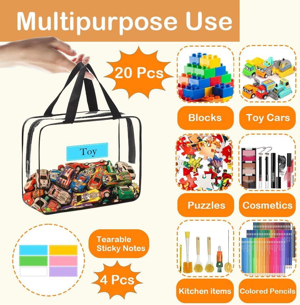 Extra Large Toy Storage Bags with Zipper, Clear Toy Organizer Bag