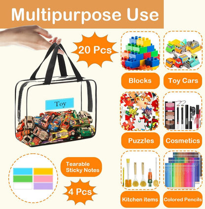 Extra Large Toy Storage Bags with Zipper, Clear Toy Organizer Bag