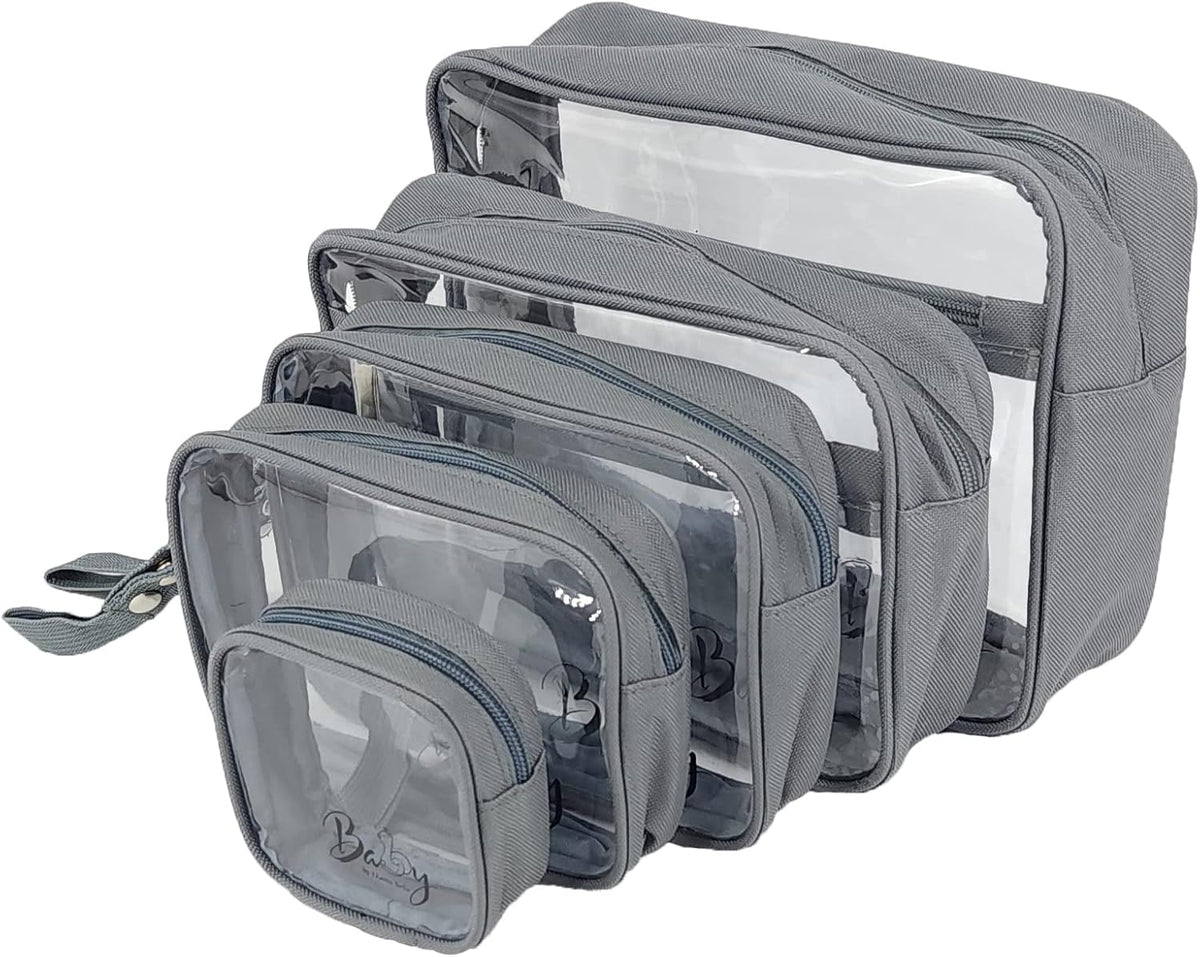 5 Piece Diaper Bag Organizer Pouch Set, Clear with Straps and Pacifier Case