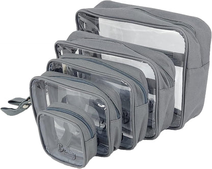 5 Piece Diaper Bag Organizer Pouch Set, Clear with Straps and Pacifier Case
