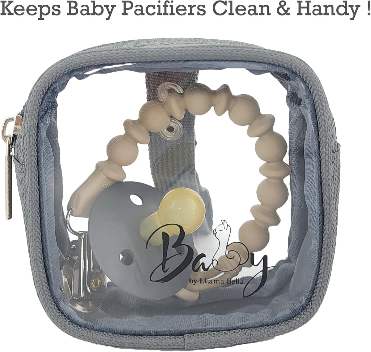 5 Piece Diaper Bag Organizer Pouch Set, Clear with Straps and Pacifier Case
