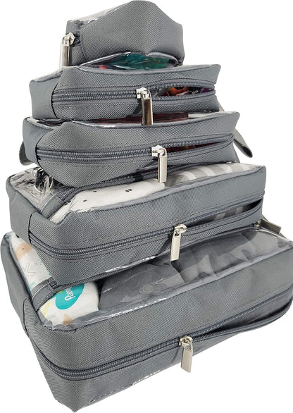 5 Piece Diaper Bag Organizer Pouch Set, Clear with Straps and Pacifier Case
