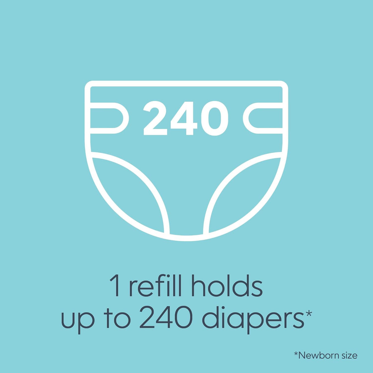 Bags Refills (Pack of 1) with Max Odor Lock | Holds Up to 240 Newborn Diapers | Fits Complete