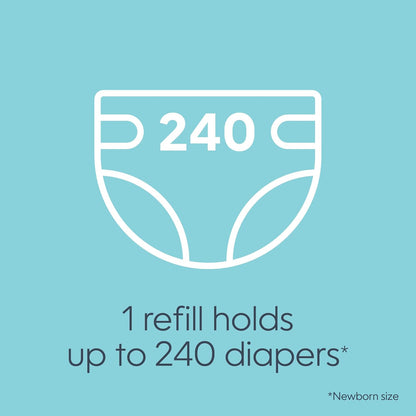 Bags Refills (Pack of 1) with Max Odor Lock | Holds Up to 240 Newborn Diapers | Fits Complete