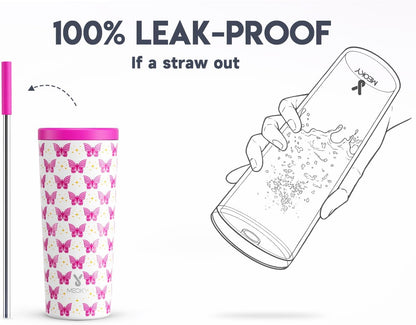 24 oz Insulated Tumbler with Lid and Straw, Stainless Steel Vacuum Insulated Tumbler, Keeps Cold for 24 Hours, 100% Leak Proof, Fits in Car Cup Holder (Swirl)