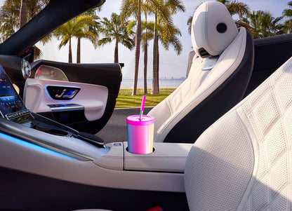 24 oz Insulated Tumbler with Lid and Straw, Stainless Steel Vacuum Insulated Tumbler, Keeps Cold for 24 Hours, 100% Leak Proof, Fits in Car Cup Holder (Swirl)