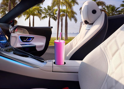 24 oz Insulated Tumbler with Lid and Straw, Stainless Steel Vacuum Insulated Tumbler, Keeps Cold for 24 Hours, 100% Leak Proof, Fits in Car Cup Holder (Swirl)