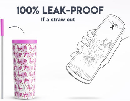 24 oz Insulated Tumbler with Lid and Straw, Stainless Steel Vacuum Insulated Tumbler, Keeps Cold for 24 Hours, 100% Leak Proof, Fits in Car Cup Holder (Swirl)