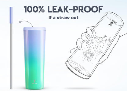 24 oz Insulated Tumbler with Lid and Straw, Stainless Steel Vacuum Insulated Tumbler, Keeps Cold for 24 Hours, 100% Leak Proof, Fits in Car Cup Holder (Swirl)