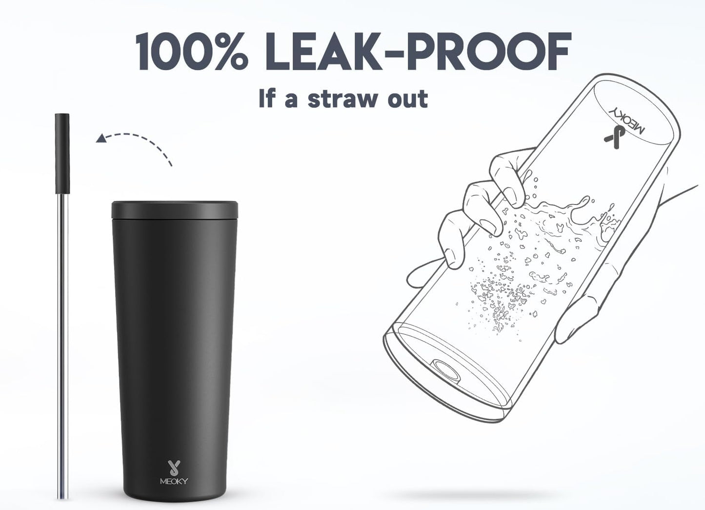 24 oz Insulated Tumbler with Lid and Straw, Stainless Steel Vacuum Insulated Tumbler, Keeps Cold for 24 Hours, 100% Leak Proof, Fits in Car Cup Holder (Swirl)