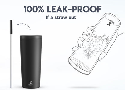 24 oz Insulated Tumbler with Lid and Straw, Stainless Steel Vacuum Insulated Tumbler, Keeps Cold for 24 Hours, 100% Leak Proof, Fits in Car Cup Holder (Swirl)