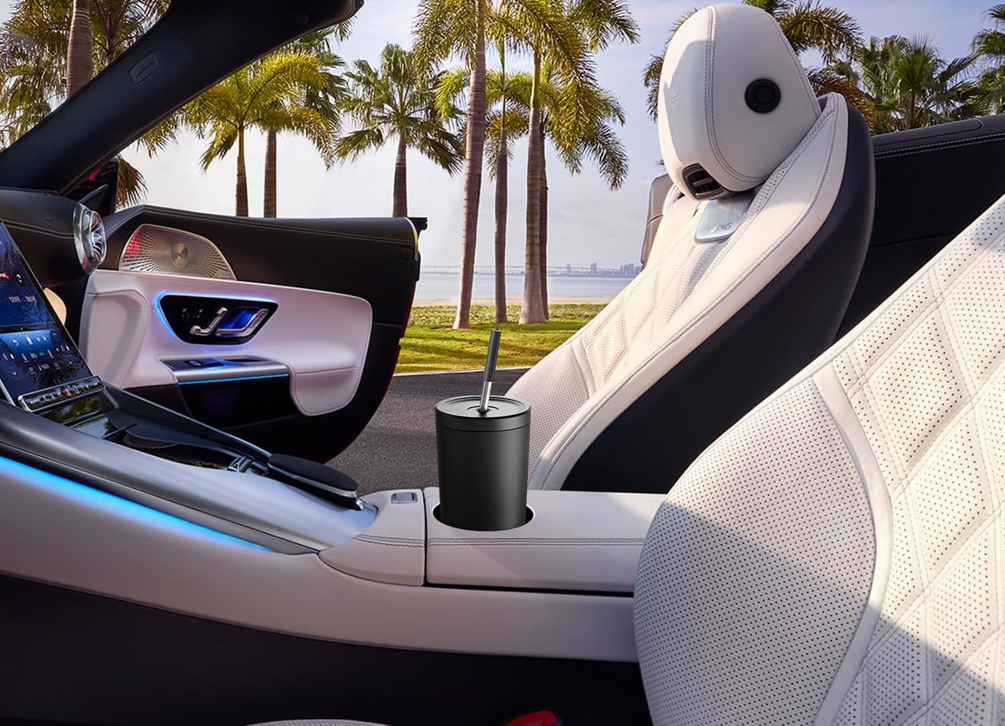 24 oz Insulated Tumbler with Lid and Straw, Stainless Steel Vacuum Insulated Tumbler, Keeps Cold for 24 Hours, 100% Leak Proof, Fits in Car Cup Holder (Swirl)