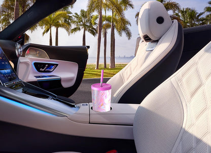 24 oz Insulated Tumbler with Lid and Straw, Stainless Steel Vacuum Insulated Tumbler, Keeps Cold for 24 Hours, 100% Leak Proof, Fits in Car Cup Holder (Swirl)