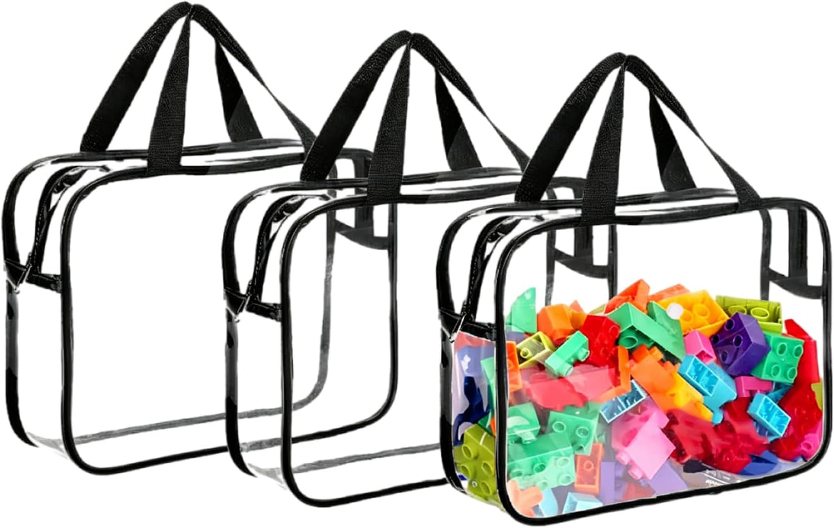 Clear Toy Storage Bag with Zipper - Organizing Bag with Handles (1,X-Large)