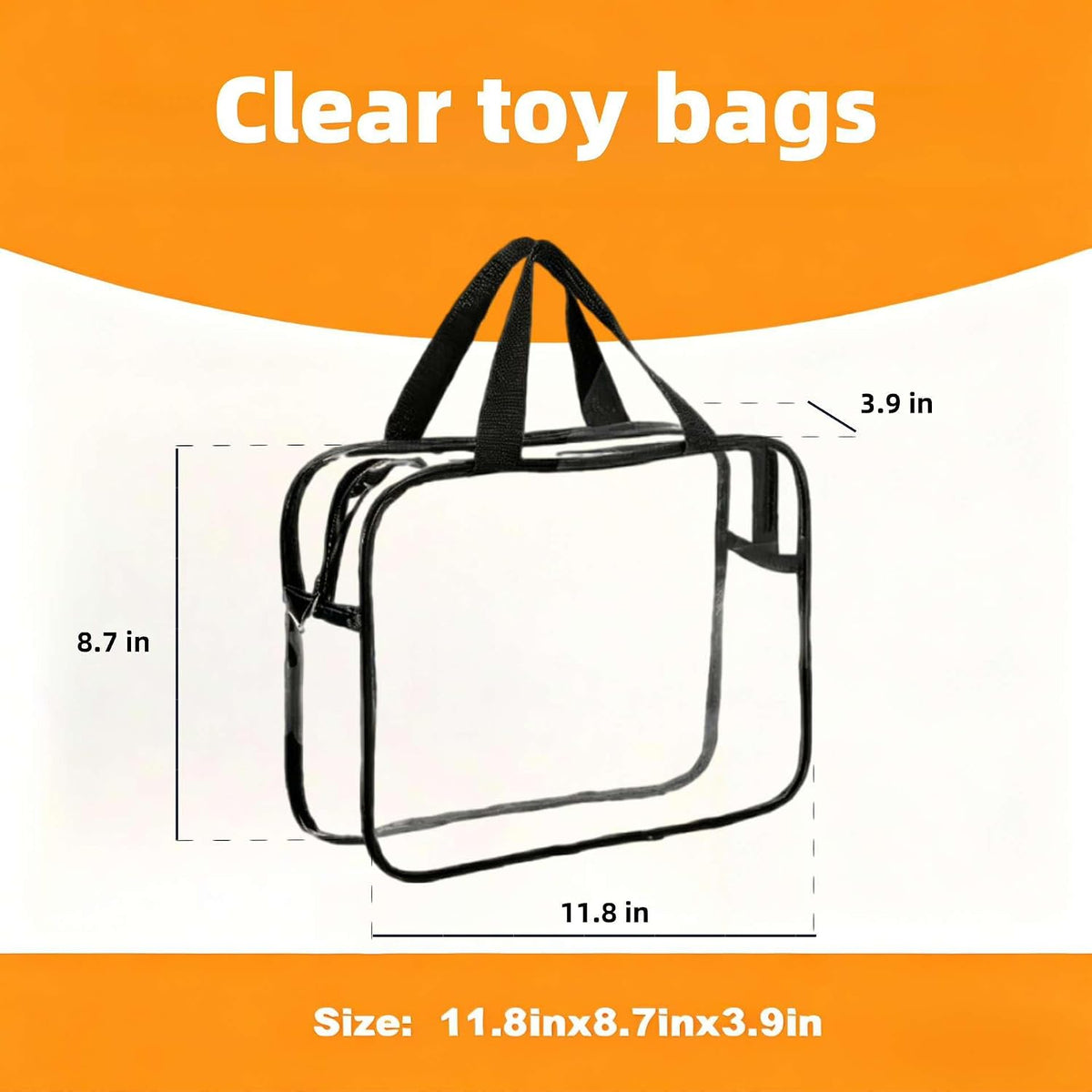 Clear Toy Storage Bag with Zipper - Organizing Bag with Handles (1,X-Large)