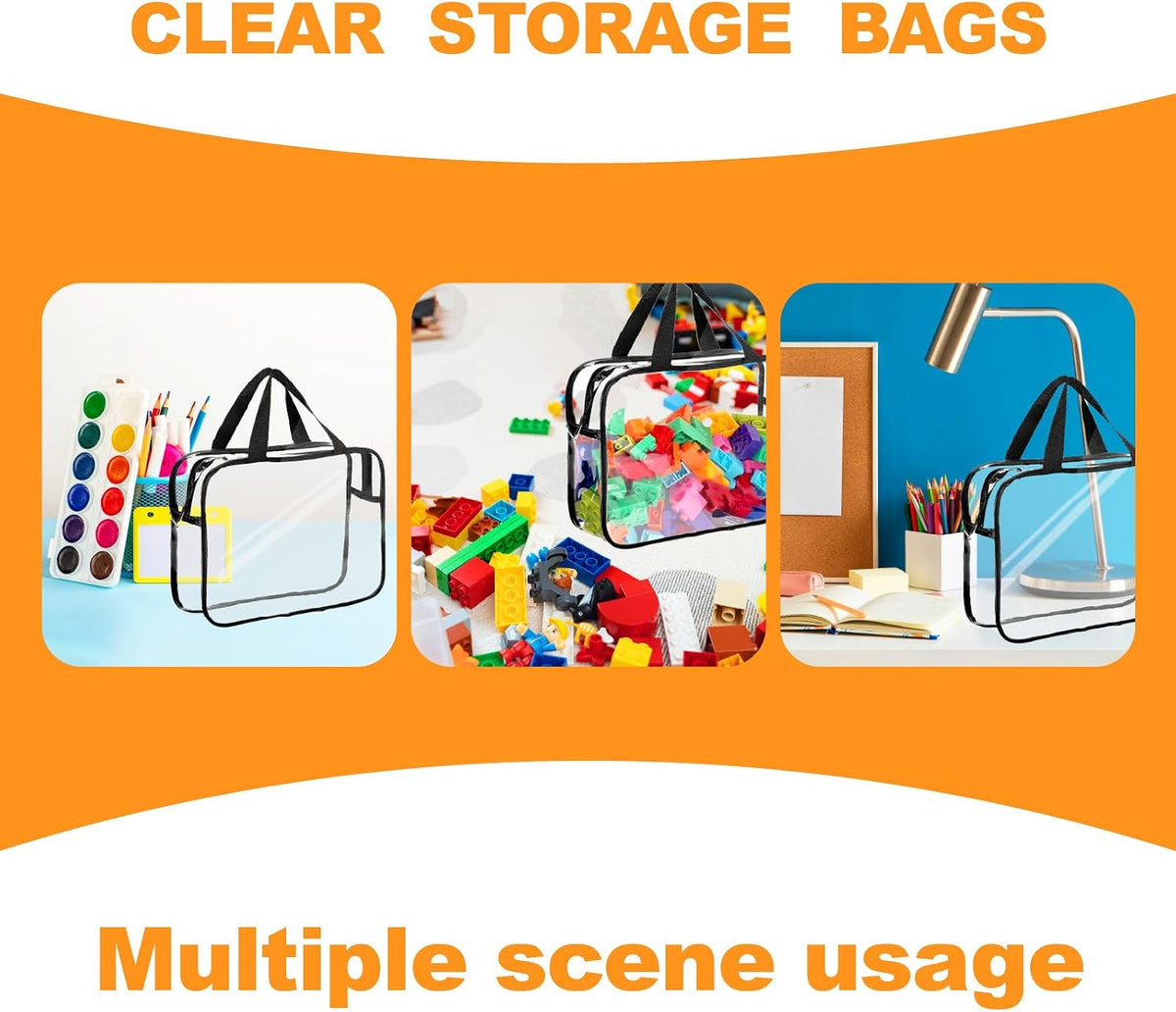 Clear Toy Storage Bag with Zipper - Organizing Bag with Handles (1,X-Large)