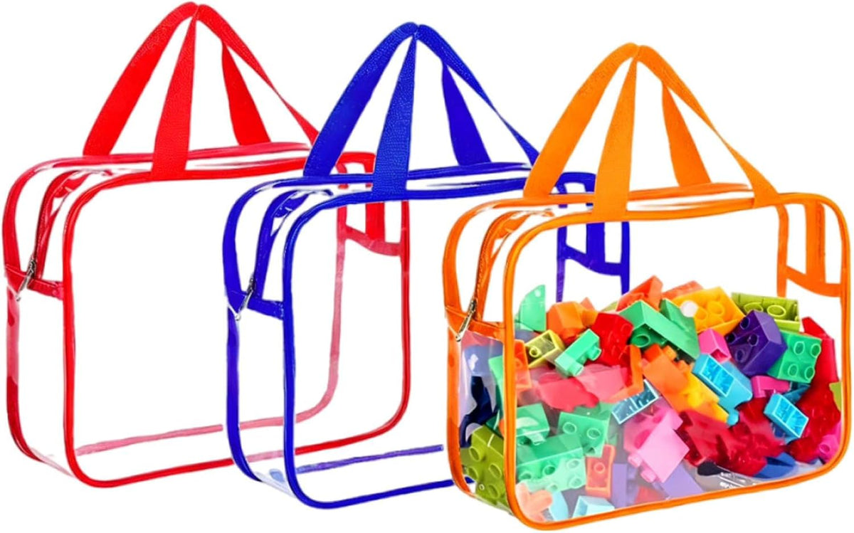 Clear Toy Storage Bag with Zipper - Organizing Bag with Handles (1,X-Large)