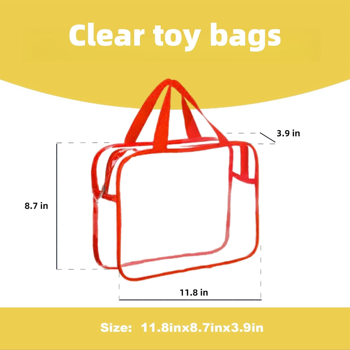 Clear Toy Storage Bag with Zipper - Organizing Bag with Handles (1,X-Large)