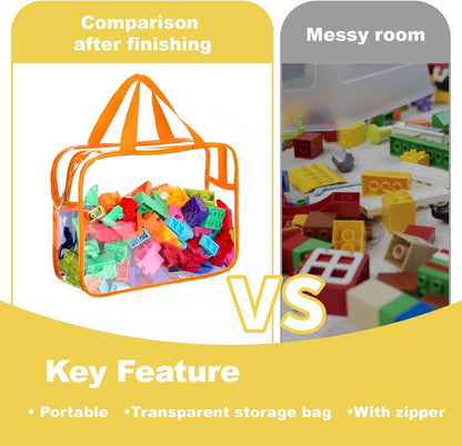 Clear Toy Storage Bag with Zipper - Organizing Bag with Handles (1,X-Large)