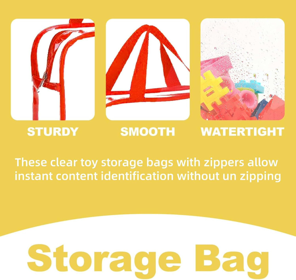 Clear Toy Storage Bag with Zipper - Organizing Bag with Handles (1,X-Large)