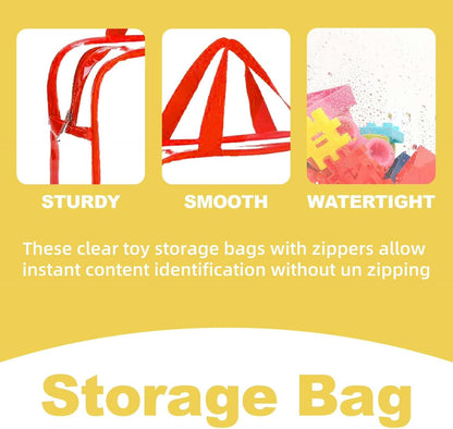 Clear Toy Storage Bag with Zipper - Organizing Bag with Handles (1,X-Large)
