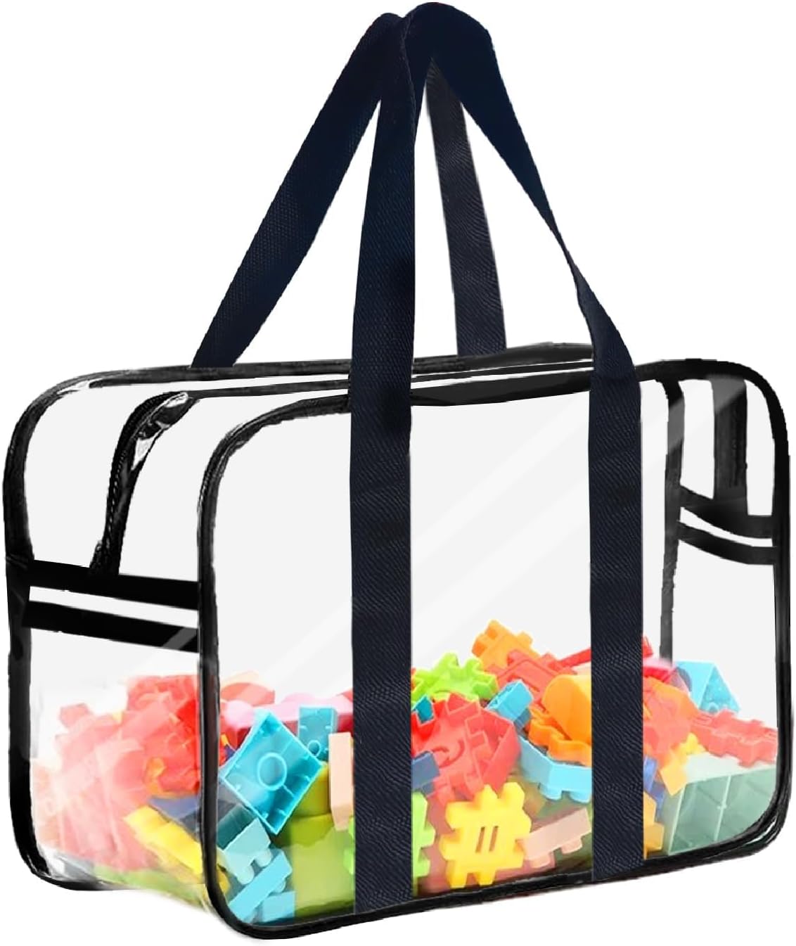 Clear Toy Storage Bag with Zipper - Organizing Bag with Handles (1,X-Large)