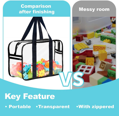Clear Toy Storage Bag with Zipper - Organizing Bag with Handles (1,X-Large)